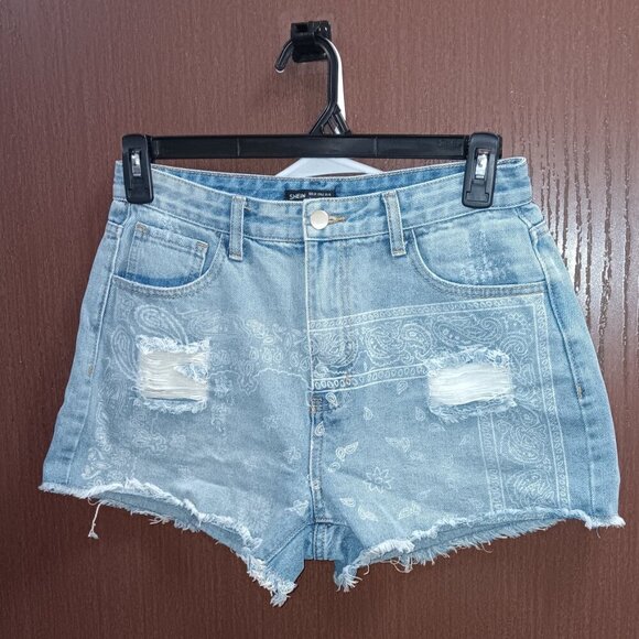 Paisley Print Denim Shorts - Picture 4 of 7